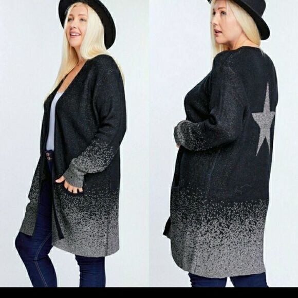 STAR GLITZY GLAMOROUS Lurex plus sz 1X 14-16 cardigan - Picture 5 of 15